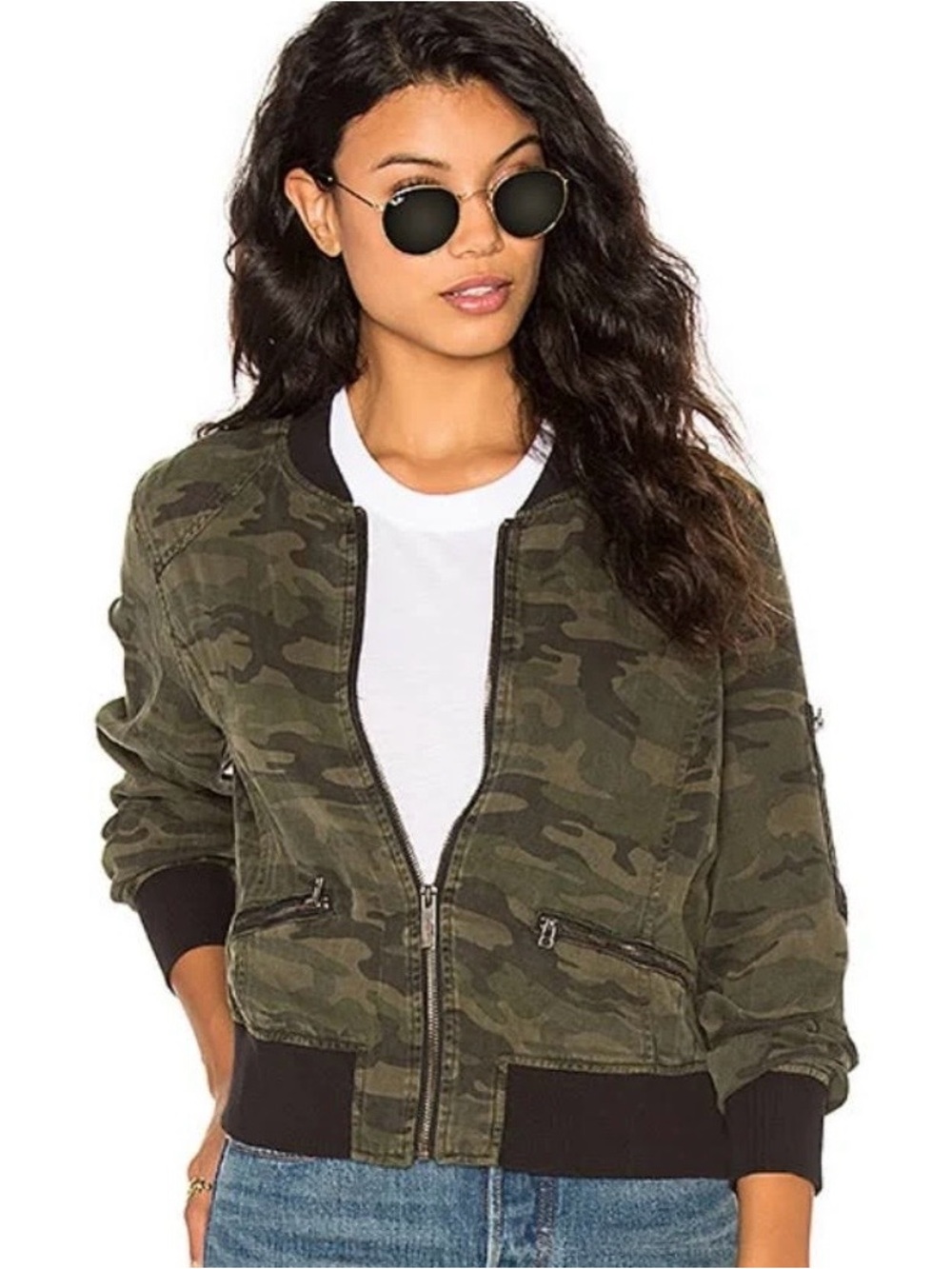 Sanctuary Olive Camo Bomber Jacket